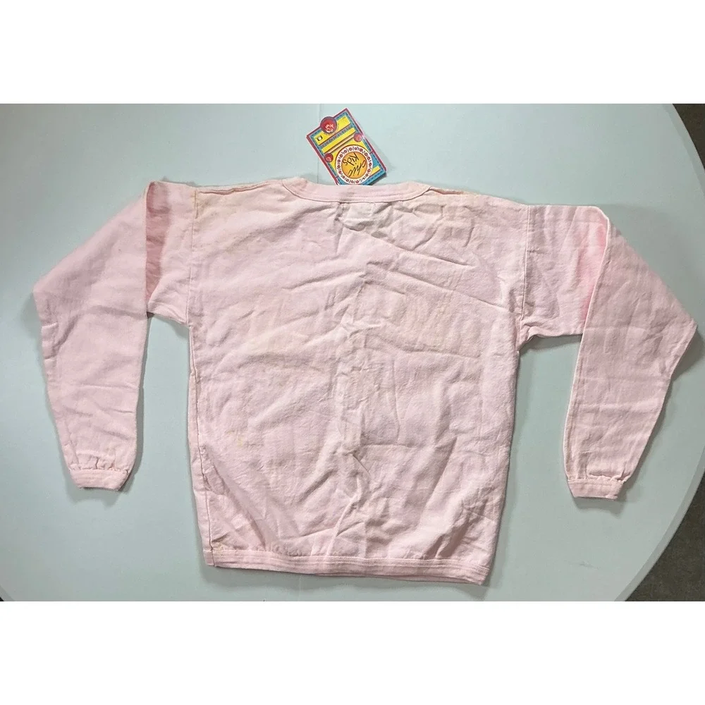 VTG USA Made 90s Puppy Dog Sweatshirt Girls Large 14 16 Pink